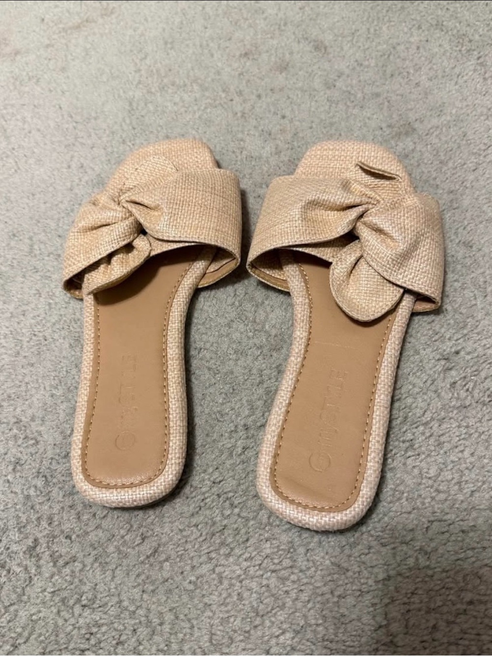 Knot-Front Slide Sandals in Beige for Women- MyStyle